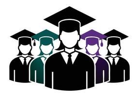 A simple, impactful graphic showcasing a group of graduating students. vector