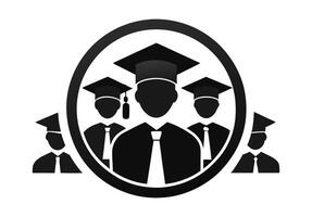 A graphic showcasing a group of graduates, each wearing a graduation cap and gown. vector