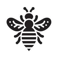 stylized, black and white graphic of a bee. vector