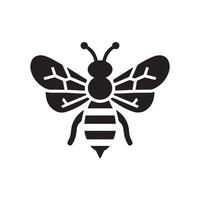 A stylized, black and white silhouette of a bee with intricate, leaf-patterned wings. vector