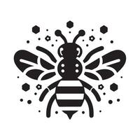 A stylized, simple black and white silhouette of a bee. vector