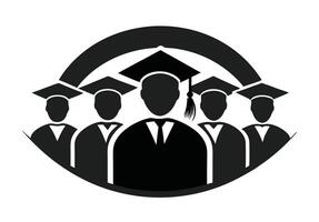 Group of Graduates Silhouettes in Oval Frame vector