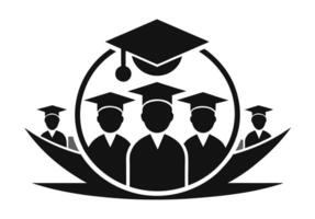 Graduation Icon Three Graduates in a Circle vector