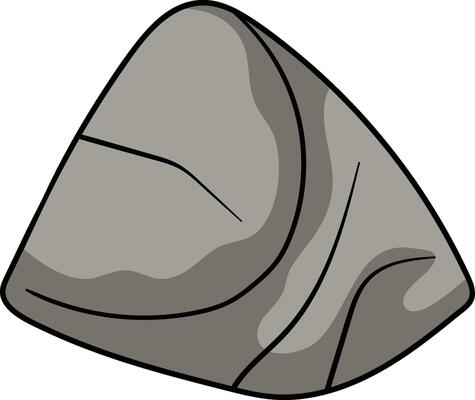 smooth triangular rock with curved lines and a slightly weathered surface