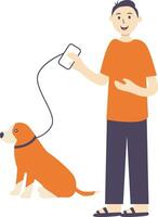 Man with pet dog illustration on white background vector