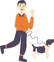 Man with pet dog illustration on white background. vector
