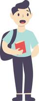 Student Boy Character in Flat Cartoon Design vector