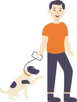 Man with pet dog. vector