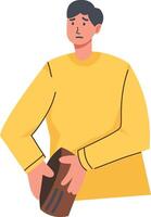 People Holding Empty Wallet Character on White Background. vector