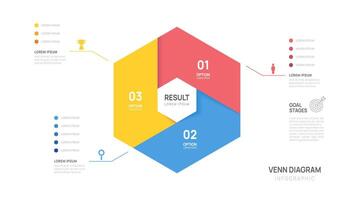 Venn diagram infographic chart template for business start up presentation with venn diagram element illustration. vector