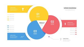 Venn diagram infographic chart template for business start up presentation with venn diagram elements. vector