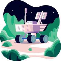 A flat style illustration of lunar rover vehicle vector