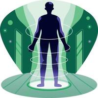 Flat style illustration of a holographic person vector
