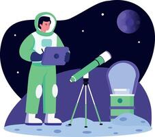 Moon exploration character illustration in a flat style vector