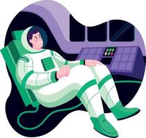 Astronaut recharging spacesuit, flat style illustration vector