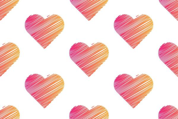 Hand drawn seamless heart pattern. Seamless pattern with hand drawn doodle hearts.