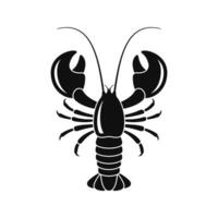 Simple lobster . lobster black icon isolated on white background. vector