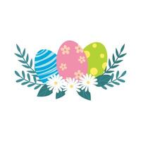 Easter Eggs with Floral and Leafy Decorations for Spring Festivities vector