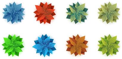 Geometric Flowers with Abstract 3D Effect vector