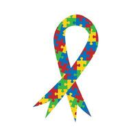 Colorful Puzzle Ribbon Symbolizing Autism Awareness and Support vector