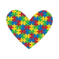 Vibrant Puzzle Pattern Heart for Autism Awareness and Inclusion vector