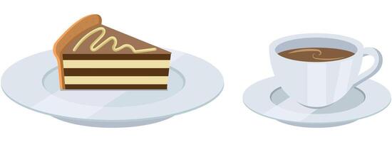 Cake with a cup of coffee, Cafe or coffee shop design element vector