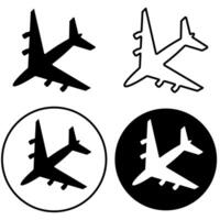 Set of flat Aeroplane Icons, Airplane silhouette design element, holiday or vacation concept vector