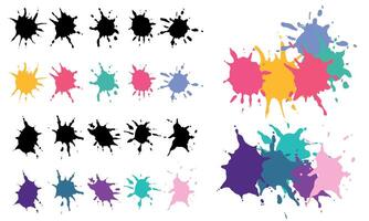 Paint splash brush, Colouful Paint splatter, Pattern brush graphic element, Abstract art background object, Black and colour brushes with layering examples vector