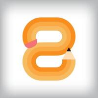 The number 8 looks like it was drawn with a pencil, which increases the creativity of the design. The simplest design of the education icon. vector