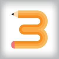 The number 3 looks like it was drawn with a pencil, which increases the creativity of the design. The simplest design of the education icon. vector