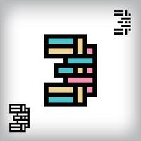 Unique colorful retro 3 letter design. Cutting-edge technology blends with retro aesthetics in this inspirational installation. vector