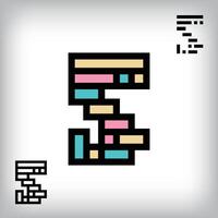 Unique colorful retro 5 letter design. Cutting-edge technology blends with retro aesthetics in this inspirational installation. vector