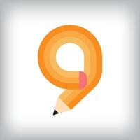 The number 9 looks like it was drawn with a pencil, which increases the creativity of the design. The simplest design of the education icon. vector