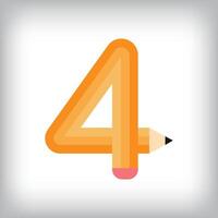 The number 4 looks like it was drawn with a pencil, which increases the creativity of the design. The simplest design of the education icon. vector