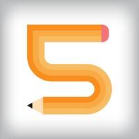 The number 5 looks like it was drawn with a pencil, which increases the creativity of the design. The simplest design of the education icon. vector