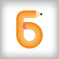 The number 6 looks like it was drawn with a pencil, which increases the creativity of the design. The simplest design of the education icon. vector