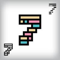 Unique colorful retro 7 letter design. Cutting-edge technology blends with retro aesthetics in this inspirational installation. vector