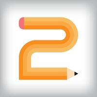The number 2 looks like it was drawn with a pencil, which increases the creativity of the design. The simplest design of the education icon. vector