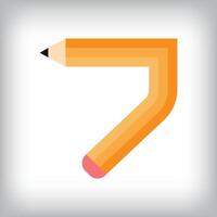 The number 7 looks like it was drawn with a pencil, which increases the creativity of the design. The simplest design of the education icon. vector
