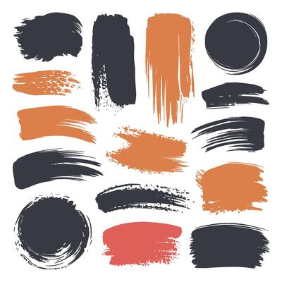 Abstract set of brush strokes in flat style for creative design projects
