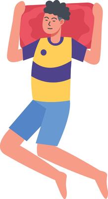 Men Sleeping Pose Cartoon Character.