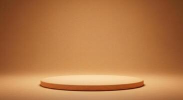 an empty round podium stand on gold background photo