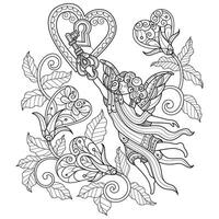 Angel in the garden of love hand drawn for adult coloring book vector