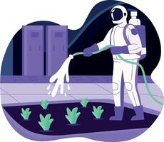 Flat style illustration showing space garden vector