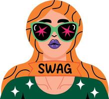 A flat style sticker of a cool girl with swag typography vector