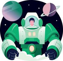 A flat style illustration of a space pilot wearing astronautic suit vector