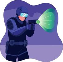 A flat style illustration of a space hunter character vector