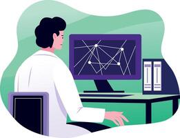A character study quantum computing, flat style illustration vector