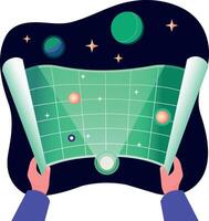 A flat style illustration of futuristic space map vector