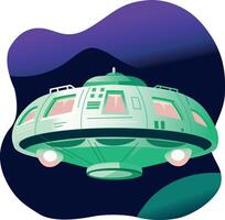 A trendy flat style illustration of an alien spaceship vector